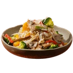 Fettuccine crémeuses aux légumes, brocoli et poivrons